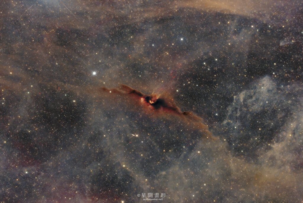 LDN43 – 2026年5月～6月 , e130d x2, Skywatcher EQ6R, ZWO ASI294MM Pro& Astrodon LRGB Filter L: 3分 x 350枚 + Chroma 5nm Narrow Band Filter Ha: 15分x 41枚 , ZWO ASI2600MC Pro Color: 5分x 246枚,（総露出48時間15分）, 星ナビ2026年9月号 入選
