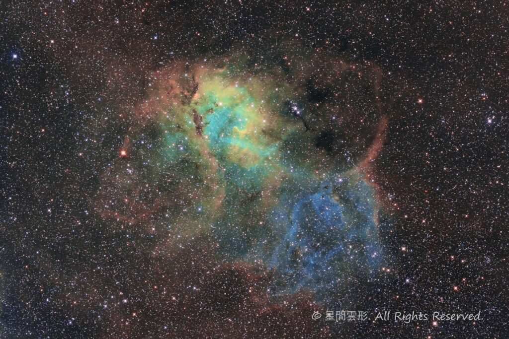 ライオン星雲, 2021年8月, e130d, Skywatcher EQ6R, ZWO ASI 294MM, バーダープラネタリウム6.5nmハイスピード・ナローバンドフィルター(S2 10分x12_O3 10分x9_Ha 10分x15 総露光６時間)