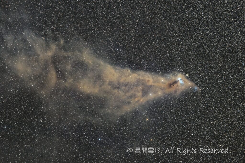 NGC6729 – 2022年5,7月 – Zeiss Milvus 135mm f2 + Apo Spnnar 135mm f2, Vixen SXD2, Canon EOS6D iso1600 3min x 137枚 (総露光:6時間51分) ,星ナビ2022年11月号入選