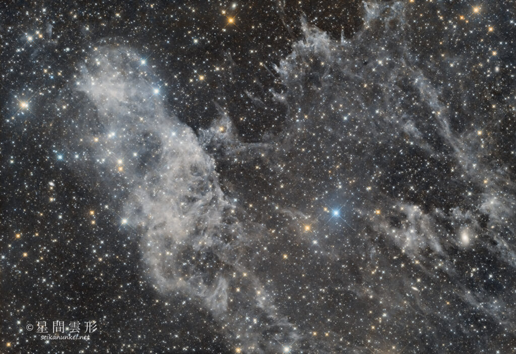 LBN406 – 2022年12月～2023年2月 , e130d x2, Skywatcher EQ6R, ZWO ASI294MM Pro& Astrodon LRGB Filter L: 5minx485, ZWO ASI294MC Pro 5minx271,（総露出63時間00分）