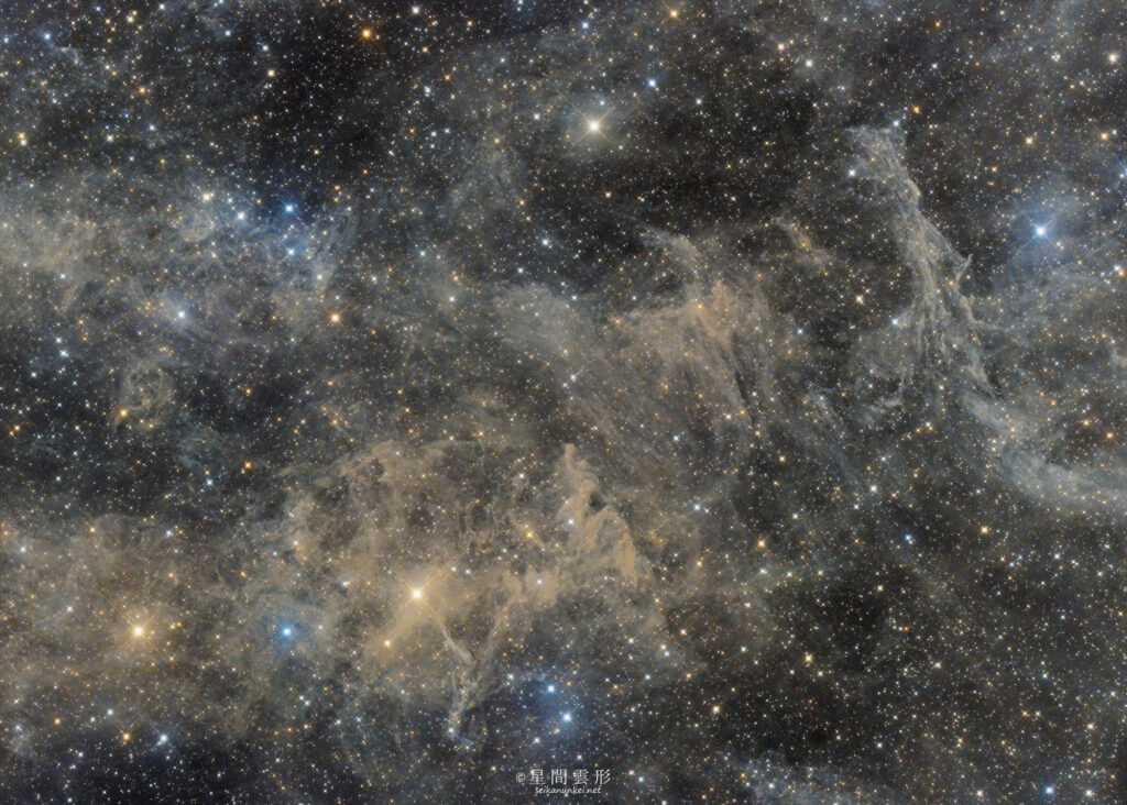 LBN569 – 2022年5-6月, 2023年8-9月 , e130d x2, Skywatcher EQ6R, ZWO ASI294MM Pro& Astrodon LRGB Filter L: 5minx347, ZWO ASI2600MC Pro 5minx264,（総露出50時間55分）, 天文ガイド2024年1月号 入選
