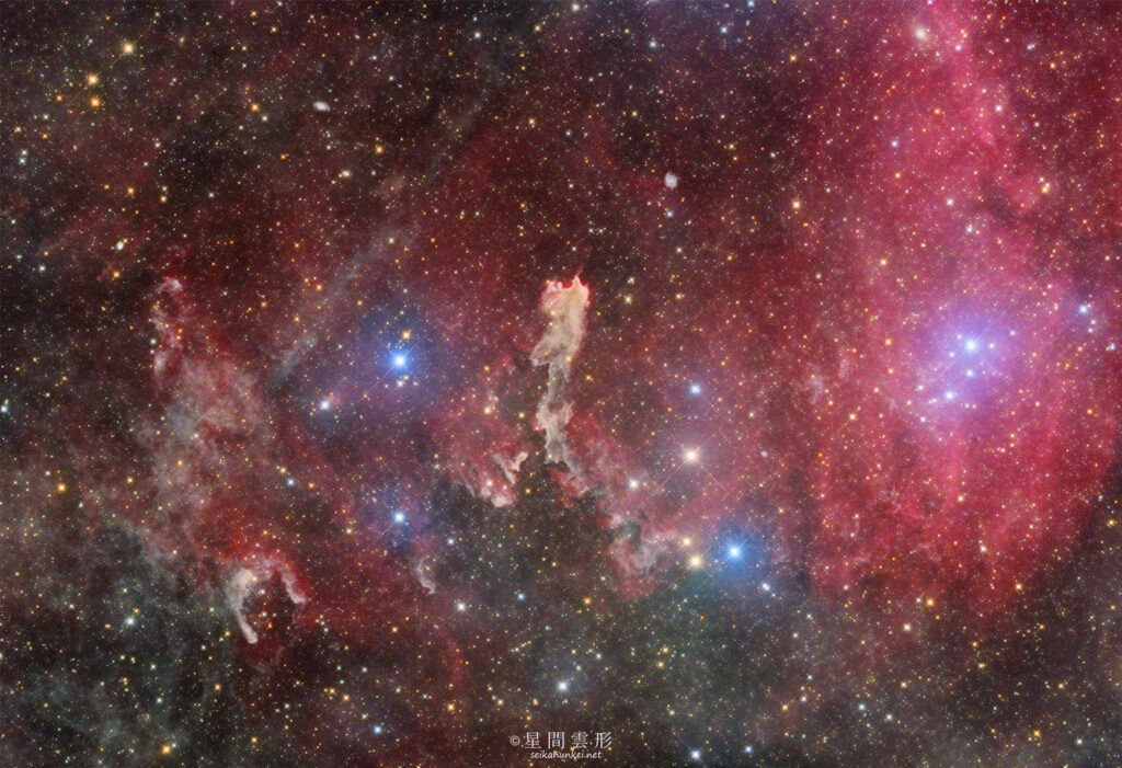 とかげ座 LBN438 – 2025年8月～9月 , e130d x2, Skywatcher EQ6R, ZWO ASI294MM Pro& Astrodon LRGB Filter L: 5分 x 164枚 + Chroma 5nm Narrow Band Filter Ha: 10分 x 58枚 , ZWO ASI2600MC Pro Color: 5分 x 153枚,（総露出36時間05分）